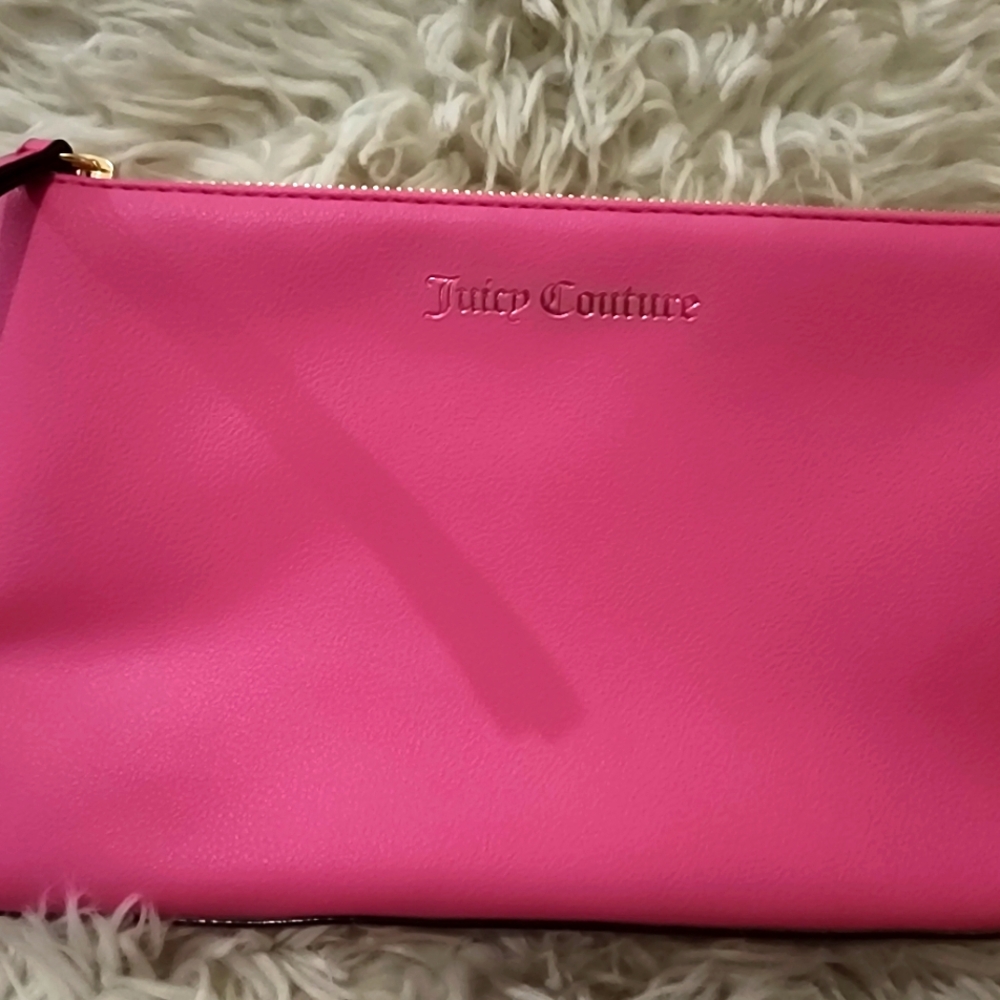 NWOT. Juicy Couture Vibrant Pink Makeup Pouch.  10x6